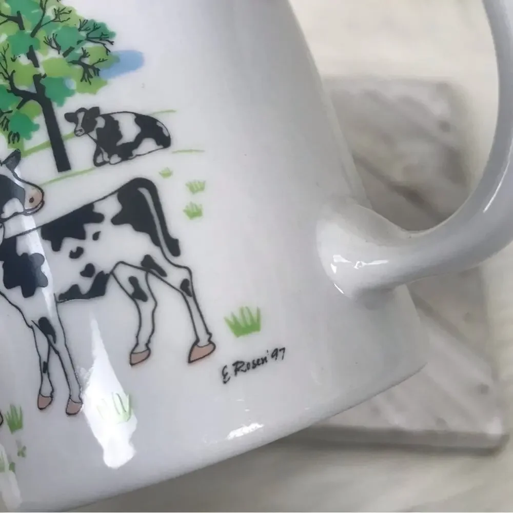 Vintage Farmhouse Cow Print Coffee Mug from 1997